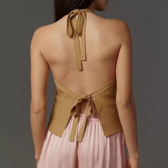 Anthropologie Halter Open-Back Sweater Tank - Picture 2 of 5